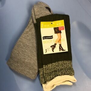 Green and Gray Knit Crew Socks Cotton Blend